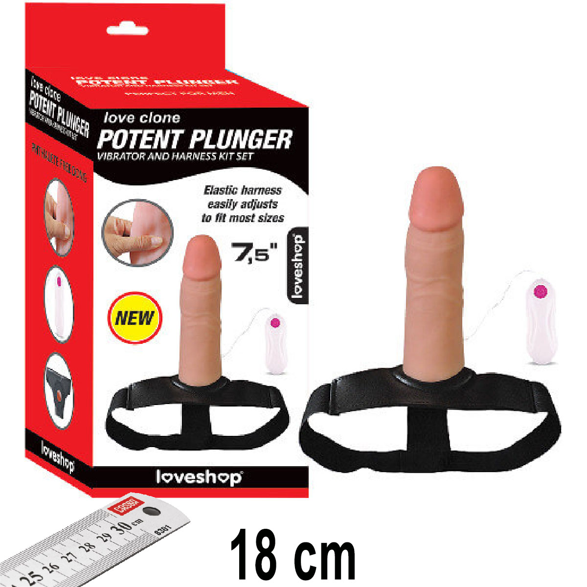 Potent Plunger 18 cm Boy Titreimli Realistik Et Dokulu i Bo Belden Balamal Protez Penis AL-1209-NEW