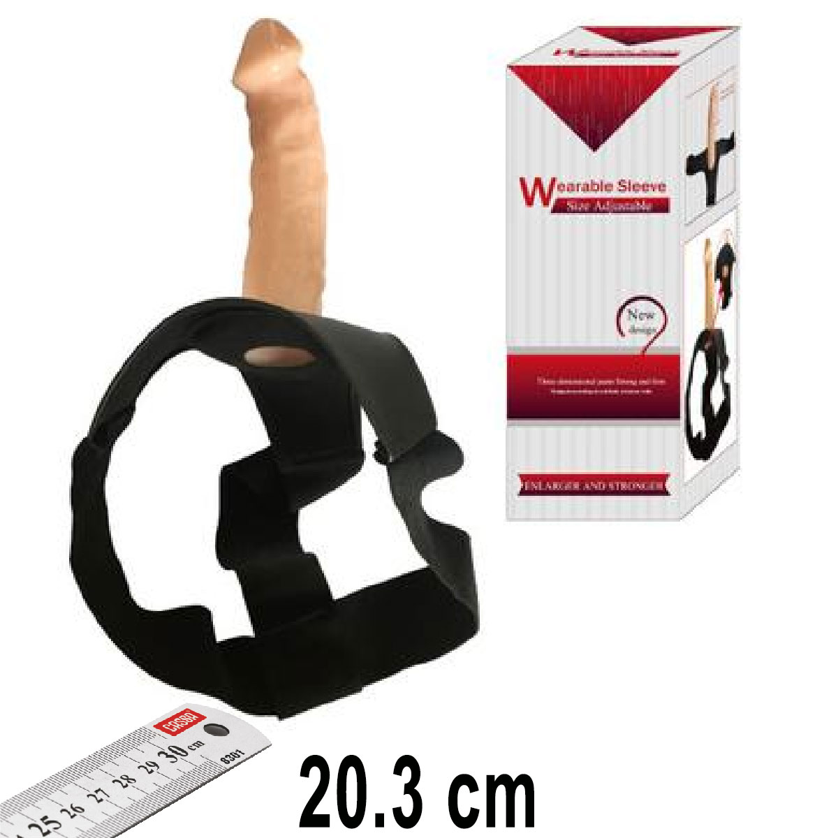 Wearable Sleeve Strapon i Bo 20.3 cm Boy Yumuak Et Dokulu Realistik Protez Penis AL-605