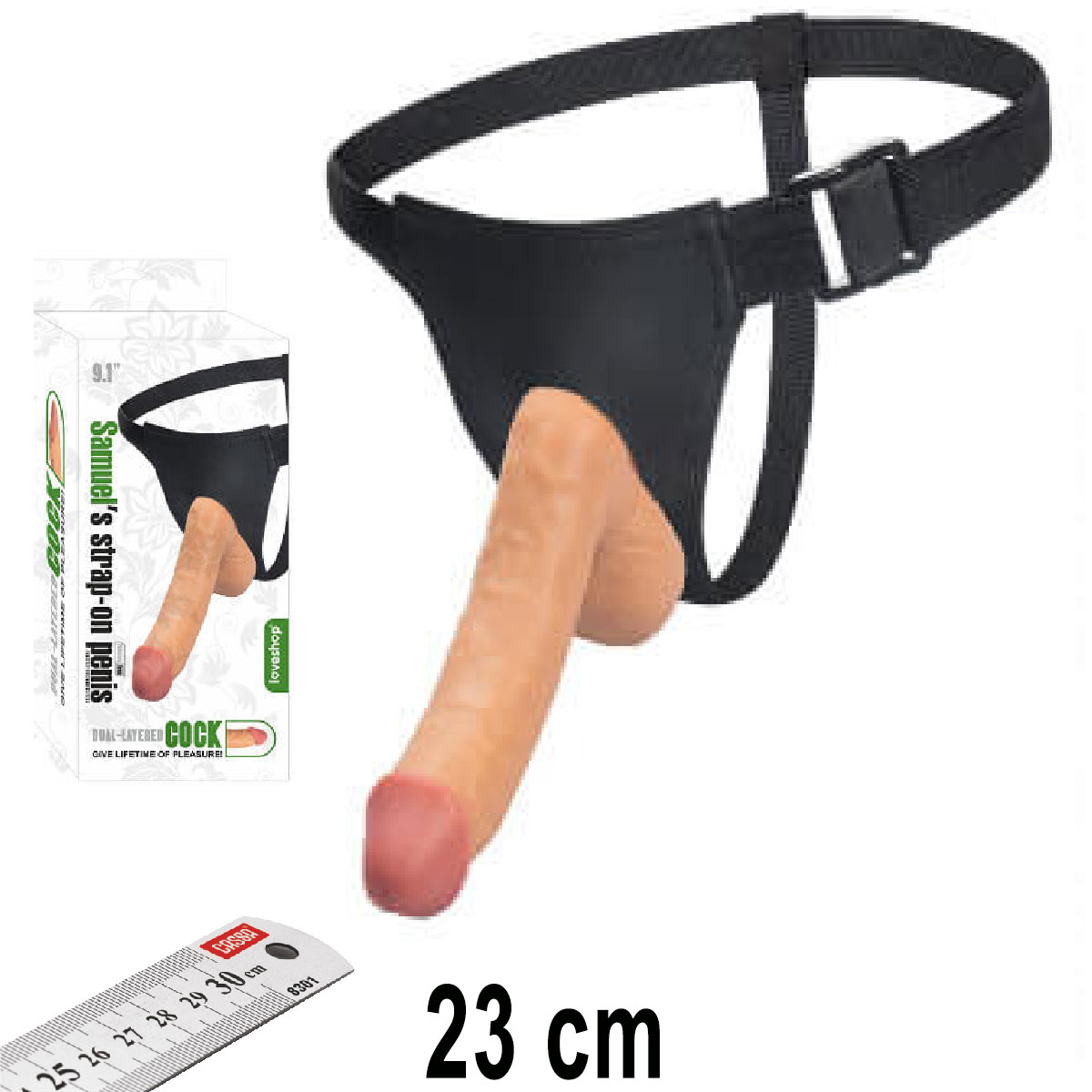 Samuel's Penis 23 cm Boy Ten Rengi Damarl i Dolu Realistik Belden Balamal Takma Penis AL-LS-093-BLS