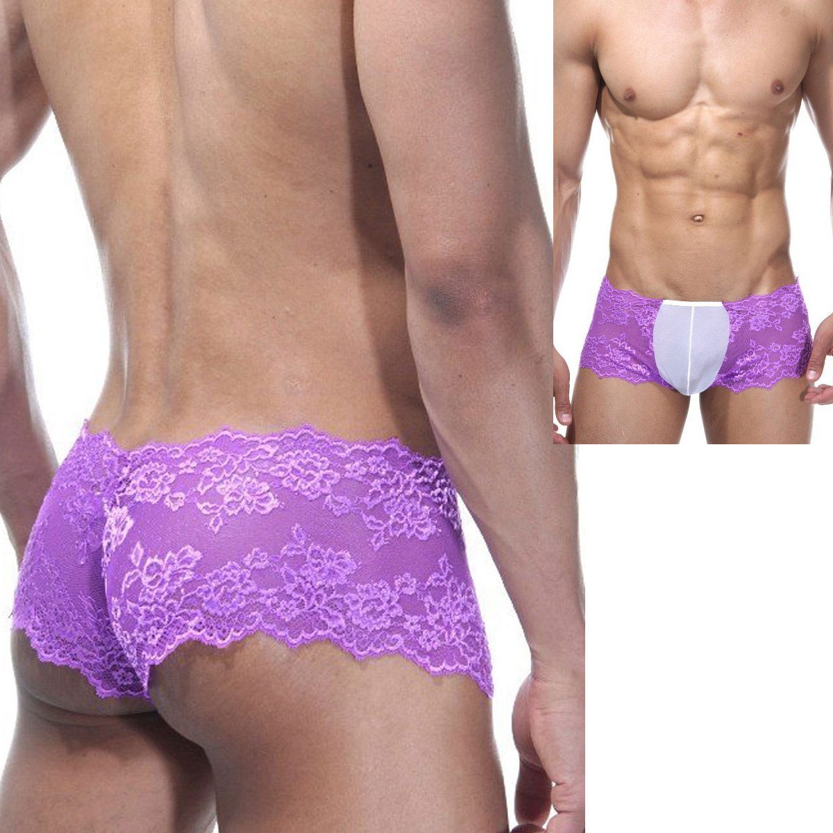 Mor Dantelli Seksi Erotik Erkek Boxer ART-15213