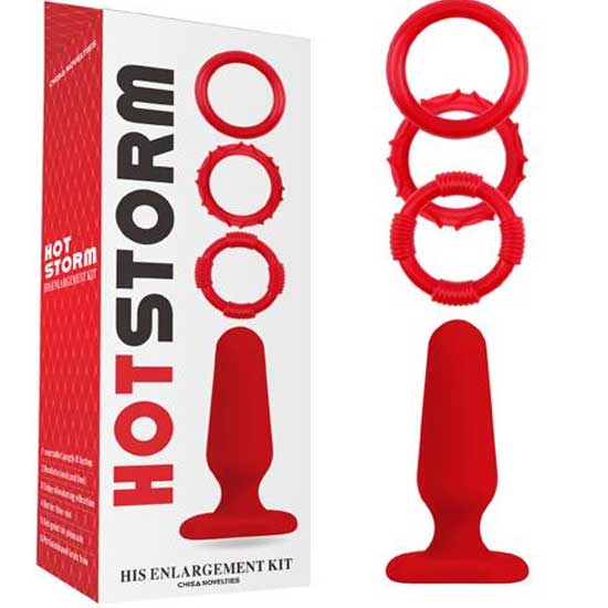 HOT STORM His Enlargement Kit Anal Vibratr ve 3 Penis Halkal Set C-CH3048