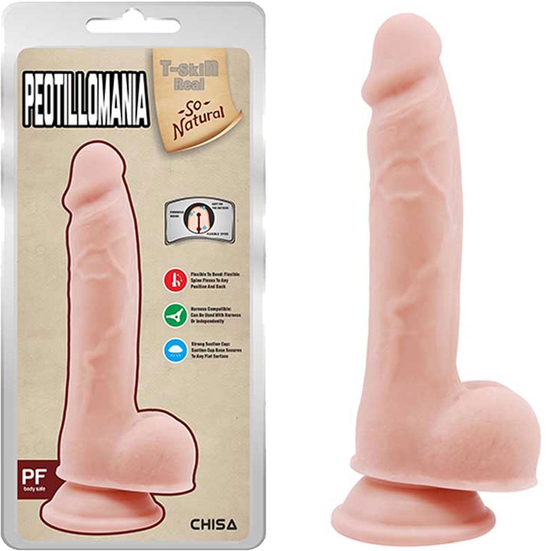 19.5 cm Boy 3.4 cm ap Vantuzu Testisli Realistik Penis C-CH7209