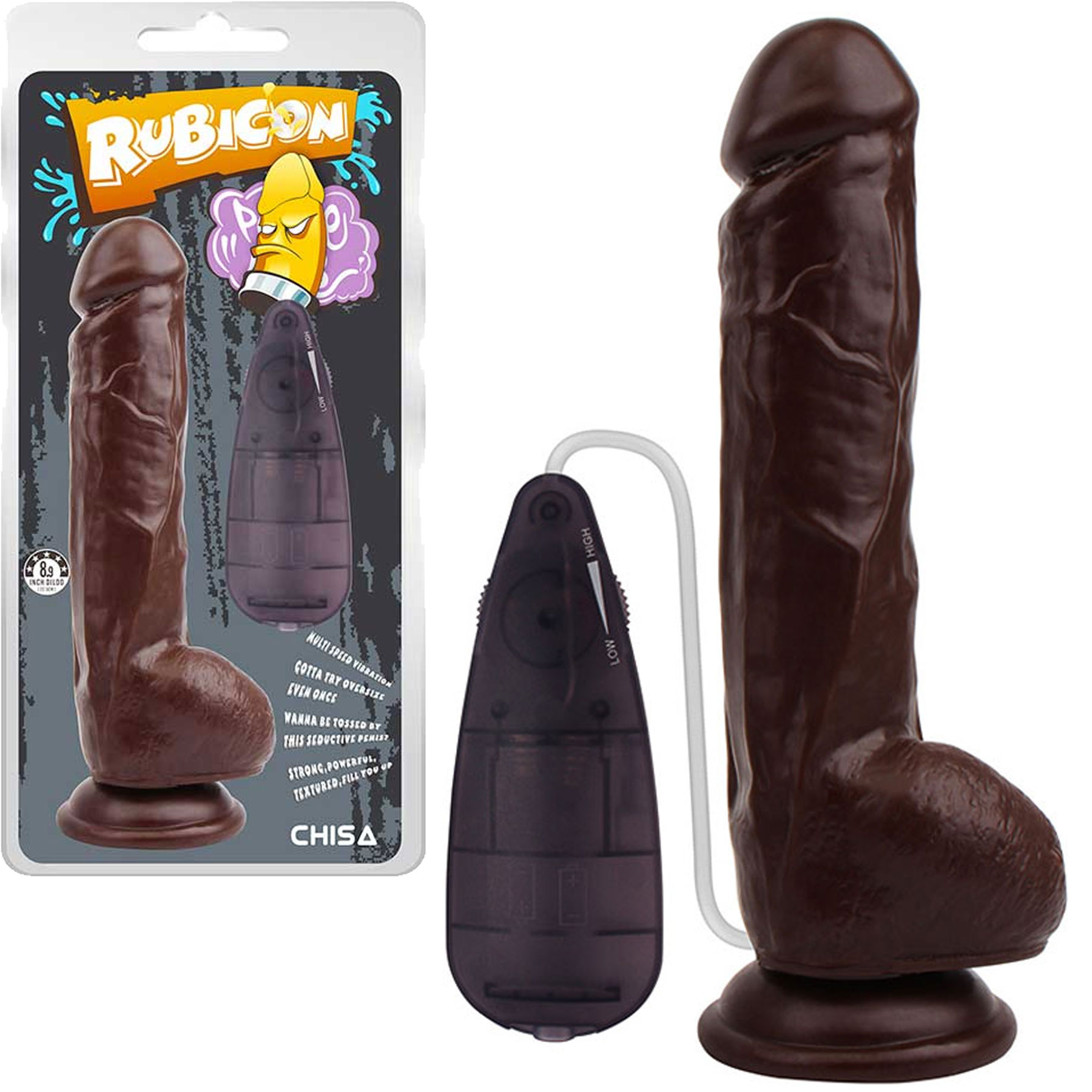 Rubicon Vantuzlu Titreimli 22.5 cm Realistik Zenci Dildo 4.5 cm ap C-CH7285