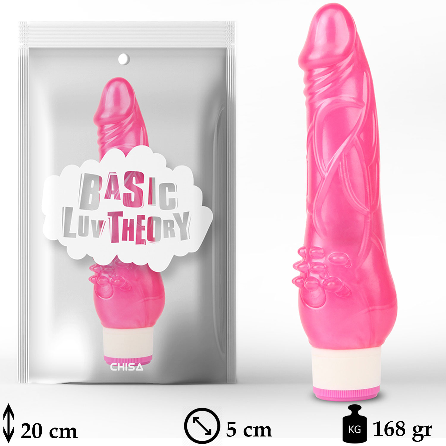 20 cm Boy 5 cm ap Pilli Titreimli Trtkl Pembe Jel Vibratr C-CH7287