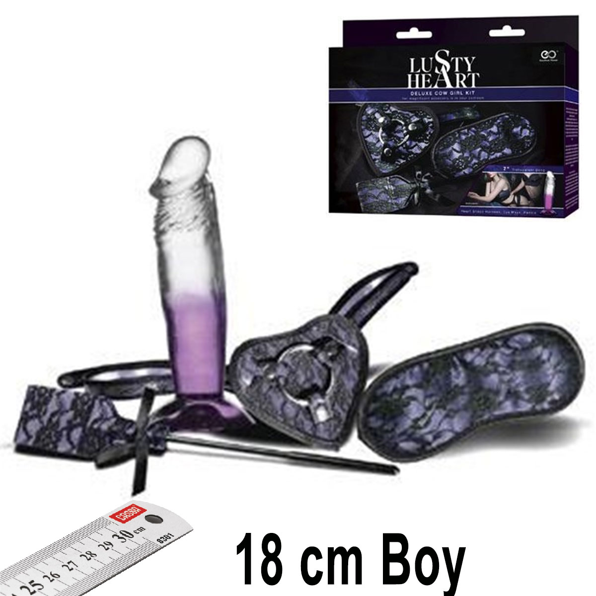 Lusty Heart Set 2 - 18 cm Takma Penisli 4 Para Feti Fantezi Lezbiyen Sex Seti C-N0070