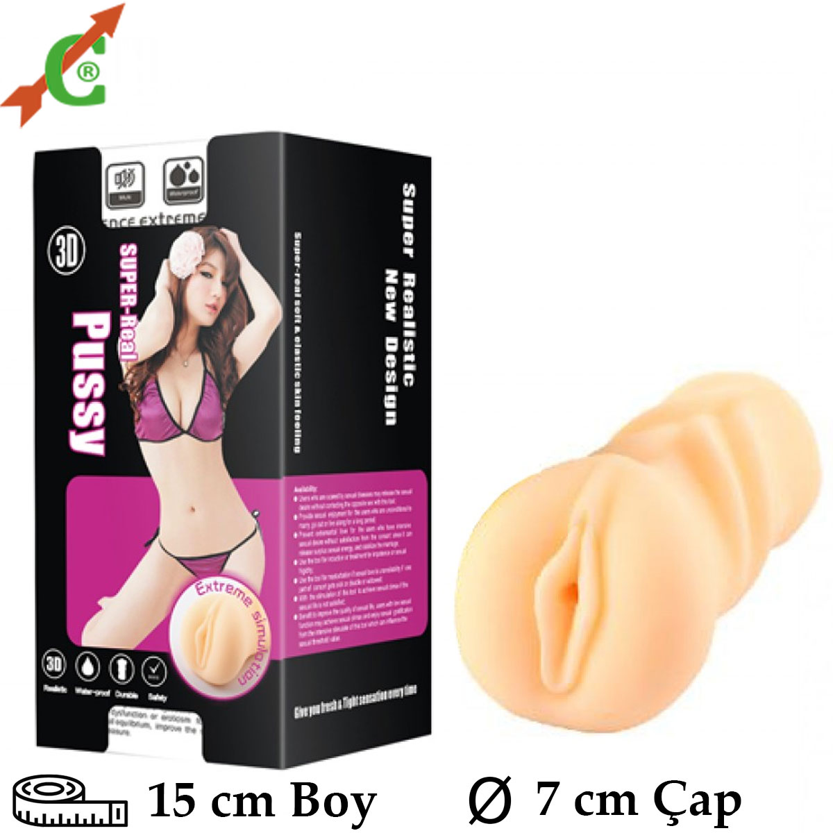 3D Super-Real Pussy Purple 15 cm Boy 7 cm ap Realistik Suni Vajina C-X8003