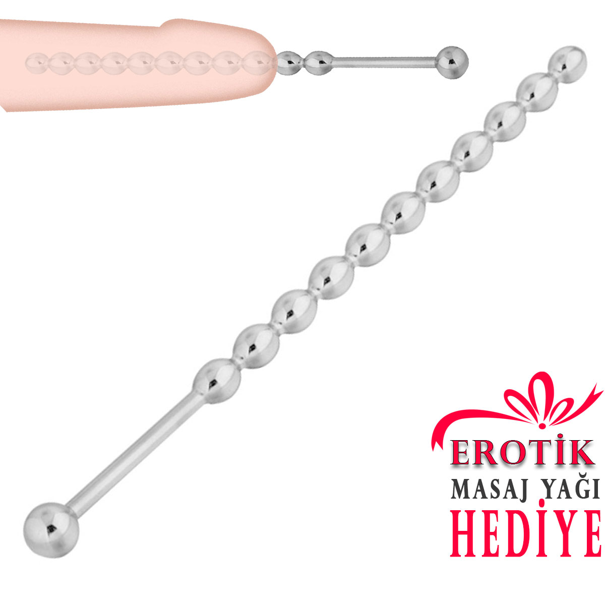 Paslanmaz elikten 16 cm Boy 0.75 cm ap BDSM Penis ubuu C-YN3068