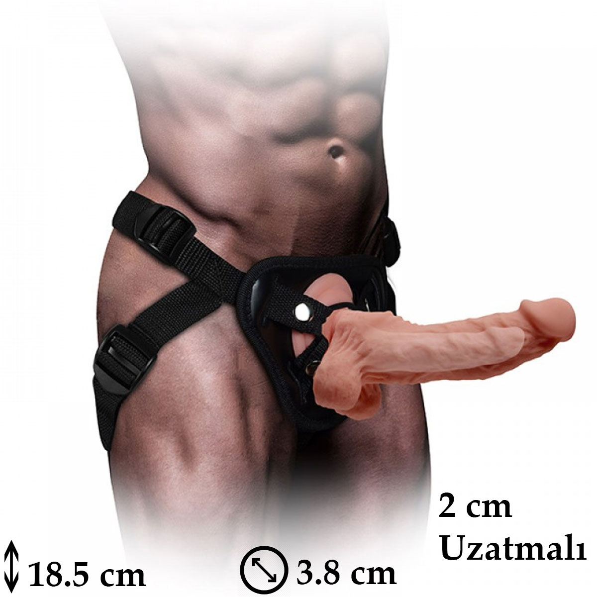 Mars Dildo 18.5 cm Boy 3.8 cm ap Belden Balamal 2 cm Uzatmal Protez Penis C-YN7248