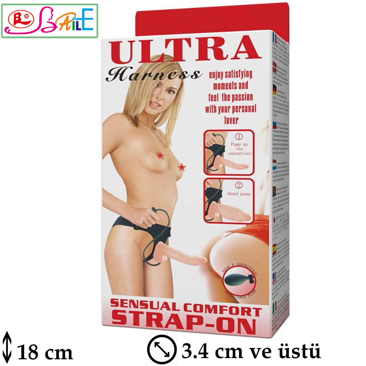 Ultra Harness iirme Penisli 18 cm Boy 3.4 cm ap Testisli Belden Balamal Strapon L-B1051