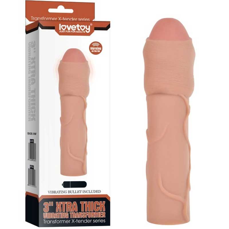 X-Tender Ten Rengi Snnetsiz Titreimli Penisi Byk Gsteren Toplam 20 cm Boyunda 7.6 cm Penis Uzatmal Klf L-LV1068F