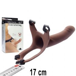 Hollow Strapon i Bo 17 cm Boy 4 cm Uzatmal Esmer Ten Et Dokulu Protez Penis AL-182012-brown