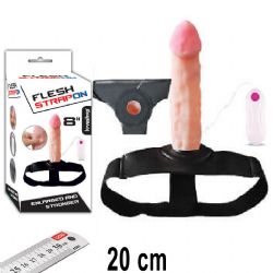 Flesh Strapon 20 cm Boy Titreimli Kaln Damarl Et Dokulu Belden Balamal i Bo Protez Penis AL-605-B