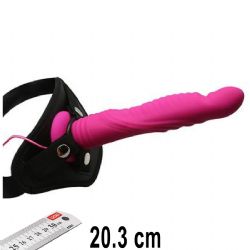 Strap-on Ripple Dildo Vibe Pembe Renk 20.3 cm Boy 7 Mod Titreimli Et Dokulu Silikondan Protez Penis AL-92008-1