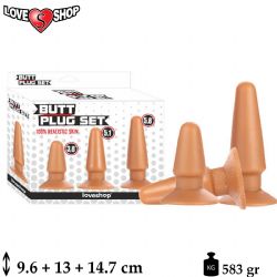 Vantuzlu Et Dokulu 3 Farkl Boyda Anal Plug AL-LS-042ABC