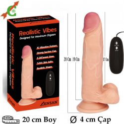 20 cm Boy 4 cm ap Et Dokulu Pilli Titreimli Realistik Dildo C-7200