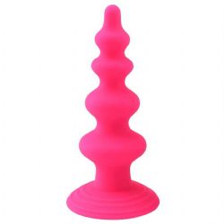 Vantuzlu Boumlu 11 cm Boy x 1 cm-3.5 cm ap Pembe Silikon Anal Plug | C-7382