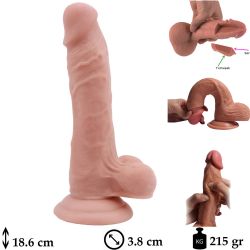 18.6 cm Boy 3.8 cm ap Gereki Kkrdakl Testisli Vantuzlu Et Dokulu Suni Penis C-CH7208