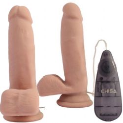 17.5 cm Byk Boy 3.8 cm ap i Kkrdakl ok Gereki Penis - Vibrasyonlu Testisli Vantuzlu Realistik Dildo C-CH7800