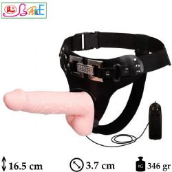 Harness 16.5 cm Boy 3.7 cm ap Sklebilir Dildolu Titreimli Realistik Belden Balamal Penis L-B1050