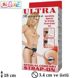 Ultra Harness iirme Penisli 18 cm Boy 3.4 cm ap Testisli Belden Balamal Strapon L-B1051