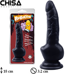 Rubicon Klitoris Uyarcl 18 cm Boy 3.2 cm ap Tka Tarz Vantuzlu Koyu Siyah Zenci Dildo C-CH7112