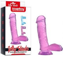 Jelly Studs 17.5 cm Testisli Vantuzlu Pembe Jel Penis L-LV1070P