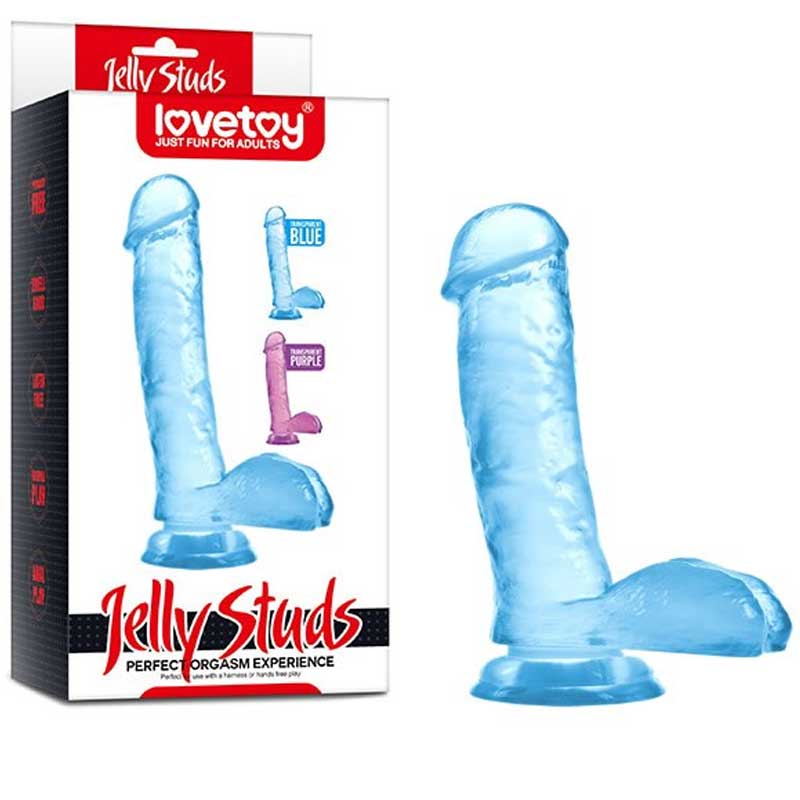 Jelly Studs 17.5 cm Testisli Vantuzlu Mavi Jel Penis L-LV1070B