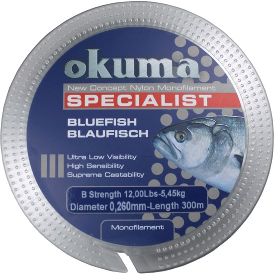 Okuma Bluefish 300 mt 27,00 lb 12,27 kg 0,37 mm Clear Misina